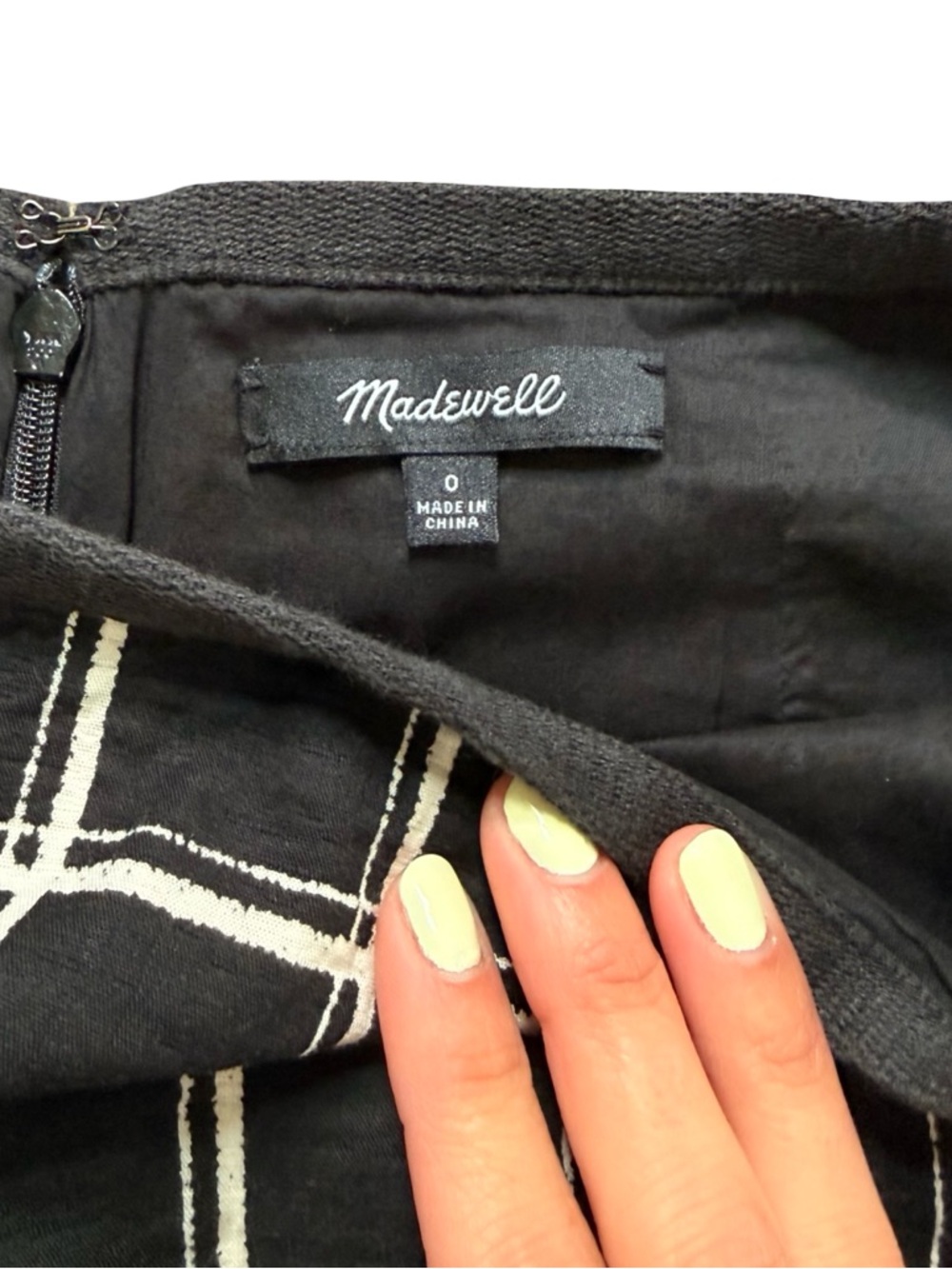 Madewell‎ Windowpane Mini Skirt Size 0 Black White Gauze Cotton - Picture 6 of 9